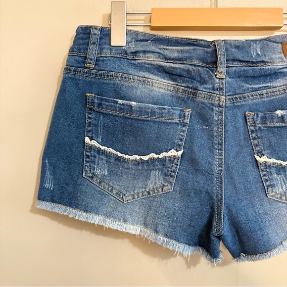 Vintage Y2K Low Rise Denim Skort Button Up Front Frayed - Picture 11 of 15